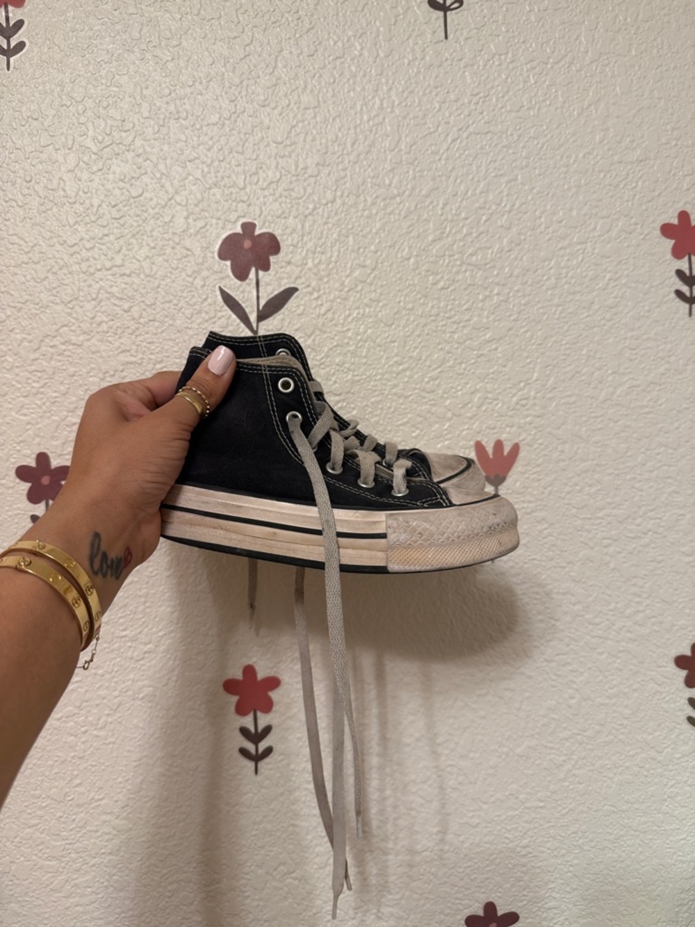 Kids Black High-Top Canvas Converse Sneakers with White Trim